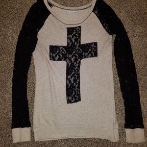 Maurices sweater with lace sleeves